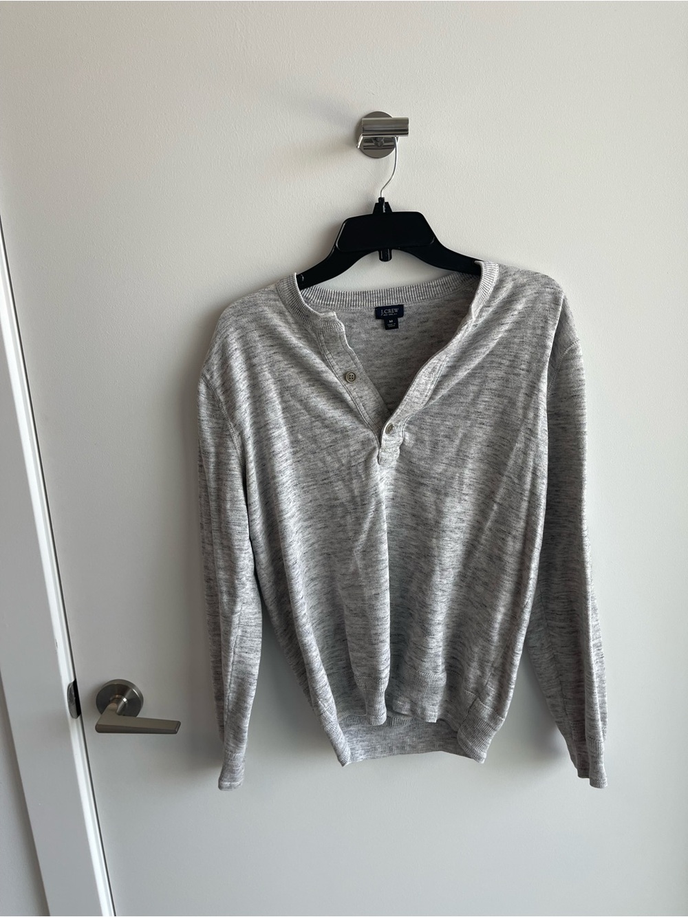 J. Crew Men's Light Gray Heather Henley Sweater